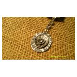 Long Pendant Necklace & Black/Silver Earring