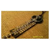 Long Pendant Necklace & Black/Silver Earring