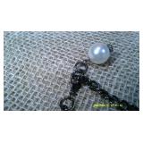 Pearl Bead Black Necklace & Earrings