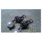 Pearl Bead Black Necklace & Earrings