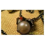 Pearl Bead Black Necklace & Earrings