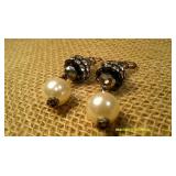 Pearl Bead Black Necklace & Earrings