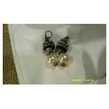 Pearl Bead Black Necklace & Earrings