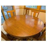 K - Vintage Oak Dining Table with 6 Matching Chairs