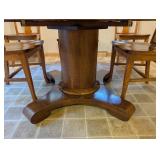K - Vintage Oak Dining Table with 6 Matching Chairs