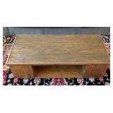 LR - Rectangular Glass Top Coffee Table with Open Shelf