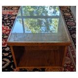 LR - Rectangular Glass Top Coffee Table with Open Shelf