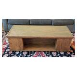 LR - Rectangular Glass Top Coffee Table with Open Shelf