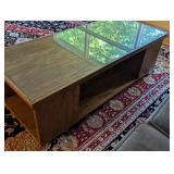 LR - Rectangular Glass Top Coffee Table with Open Shelf