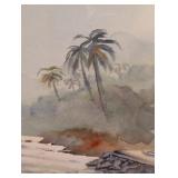 ML - Framed L. Backus Watercolor Harbor Scene Painting