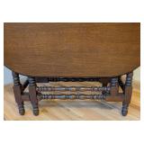 BR - Vintage Drop-Leaf Dining Table with Turned Legs and Center Drawer