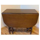 BR - Vintage Drop-Leaf Dining Table with Turned Legs and Center Drawer