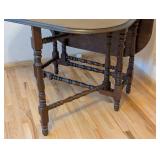 BR - Vintage Drop-Leaf Dining Table with Turned Legs and Center Drawer