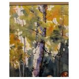 LR - Framed Watercolor Painting by Backus - Campers at Forest Campsite