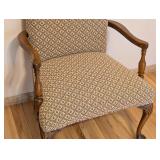 LR - Vintage Upholstered Armchair with Wood Frame and Floral Pattern
