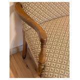LR - Vintage Upholstered Armchair with Wood Frame and Floral Pattern