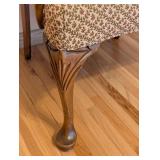 LR - Vintage Upholstered Armchair with Wood Frame and Floral Pattern