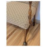 LR - Vintage Upholstered Armchair with Wood Frame and Floral Pattern