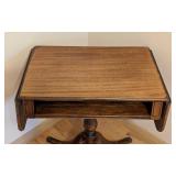 LR - Vintage Drop-Leaf Wooden Side Table with Pedestal Base