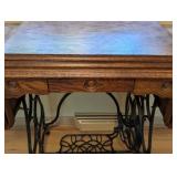 ML - Vintage Brunswick Treadle Sewing Machine with Ornate Oak Cabinet