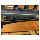 ML - Vintage Brunswick Treadle Sewing Machine with Ornate Oak Cabinet