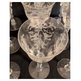 BR - Set of 12 Vintage Tiffin Crystal Wine Glasses with Etched Floral Design