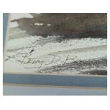 ML - Framed Watercolor Painting by Betty D. Brown Featuring Boats and Lakeside Scene