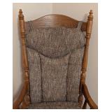 ML - Upholstered Vintage Oak Glider Rocking Chair with Cushions
