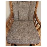 ML - Upholstered Vintage Oak Glider Rocking Chair with Cushions