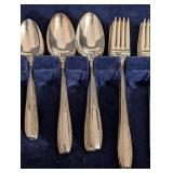 ML - Sharon Plate AA Silverplate Flatware Set Service for 16 (One Fork Missing) with Wooden Case