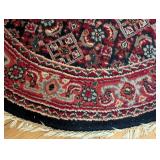 ML - Round Oriental-Style Area Rug with Fringe, 40 Inch Diameter