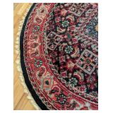 ML - Round Oriental-Style Area Rug with Fringe, 40 Inch Diameter