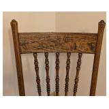 ML - Antique Wooden Rocking Chair with Carved Floral Backrest