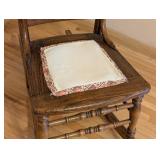 ML - Antique Wooden Rocking Chair with Carved Floral Backrest