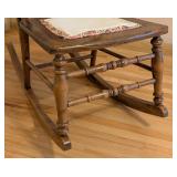 ML - Antique Wooden Rocking Chair with Carved Floral Backrest
