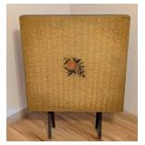 BR - Antique Hand-Painted Crackle Finish Side Table with Floral Motif
