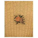 BR - Antique Hand-Painted Crackle Finish Side Table with Floral Motif
