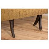 BR - Antique Hand-Painted Crackle Finish Side Table with Floral Motif