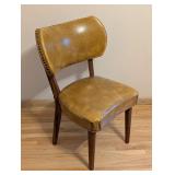 ML - Vintage Accent Chair with Brown Vinyl Upholstery and Nailhead Trim