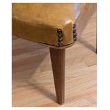 ML - Vintage Accent Chair with Brown Vinyl Upholstery and Nailhead Trim