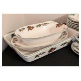 K - Cades Cove Collection Incomplete Dinnerware Set with 9 Dinner Plates and Serving Pieces