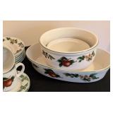 K - Cades Cove Collection Incomplete Dinnerware Set with 9 Dinner Plates and Serving Pieces