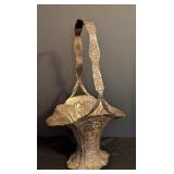 BR - Antique Ornate Silverplate Basket with Cherub and Floral Motifs
