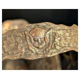 BR - Antique Ornate Silverplate Basket with Cherub and Floral Motifs