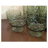K - Vintage Anchor Hocking Milano Lido Avocado Green Glassware Set