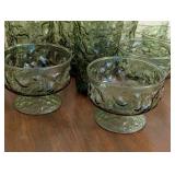 K - Vintage Anchor Hocking Milano Lido Avocado Green Glassware Set