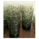 K - Vintage Anchor Hocking Milano Lido Avocado Green Glassware Set