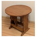 ML - Wood Drop-Leaf Side Table with Decorative Base