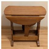 ML - Wood Drop-Leaf Side Table with Decorative Base