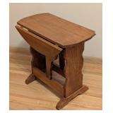 ML - Wood Drop-Leaf Side Table with Decorative Base